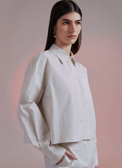 Antonelli Anne Long-Sleeve Poplin Cropped Shirt