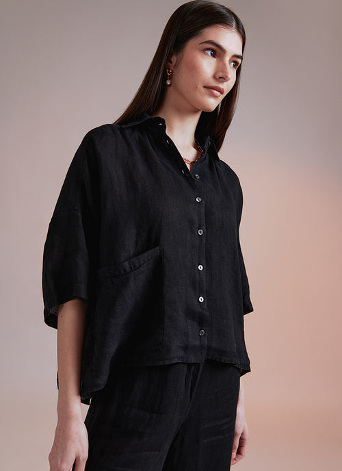 Antonelli Dario Cropped Wide Short-Sleeve Shirt