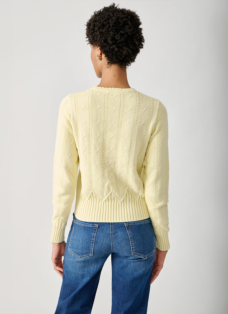 Autumn Cashmere Cropped Crew With Zig Zag Bottom Sweater