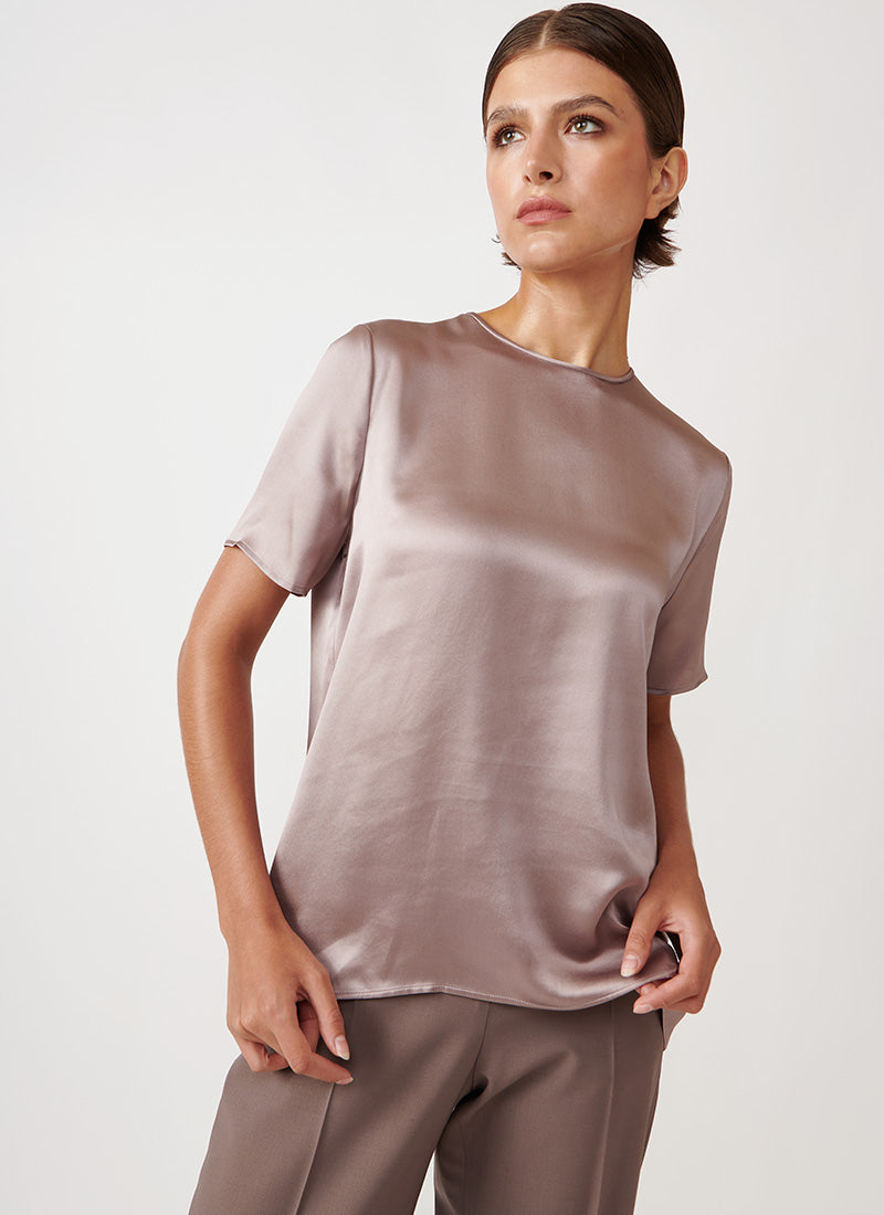 Eleventy Short-Sleeve Mauve Silk Tee