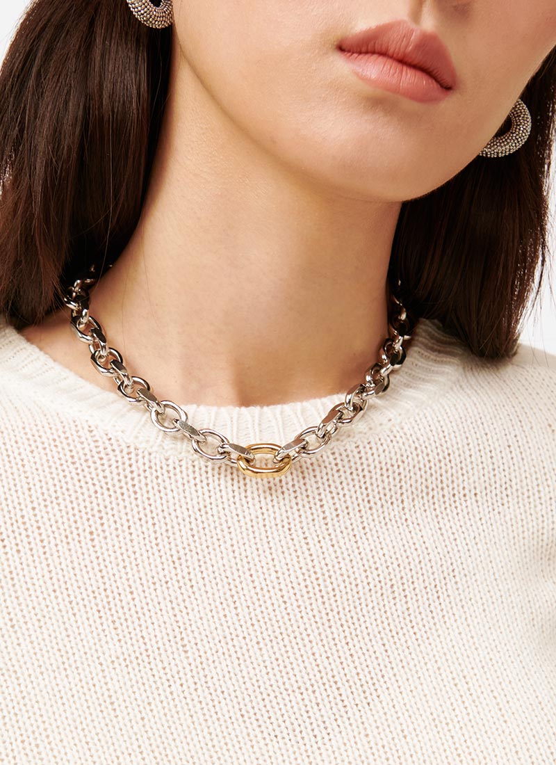 Fabiana Filippi Bicolour Brass Chain Necklace