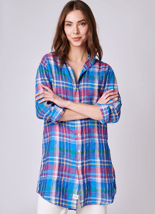 Frank & Eileen Mary Blue and Pink Plaid Shirt Dress