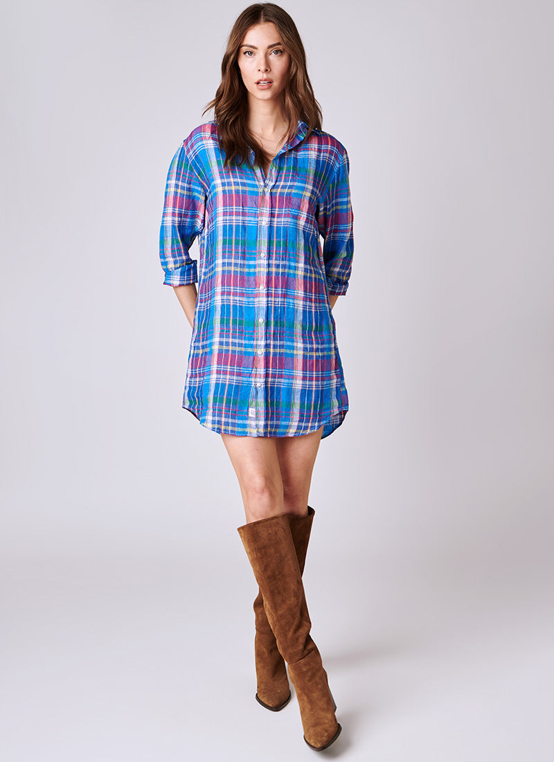 Frank & Eileen Mary Blue and Pink Plaid Shirt Dress