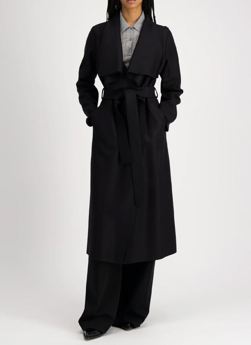 Harris Wharf London Long Volcano Pressed Wool Coat