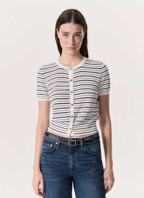 rag & bone Dina Stripe Short Sleeve Cardigan