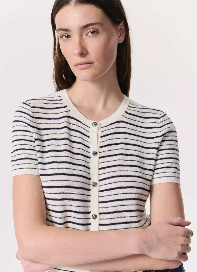 rag & bone Dina Stripe Short Sleeve Cardigan