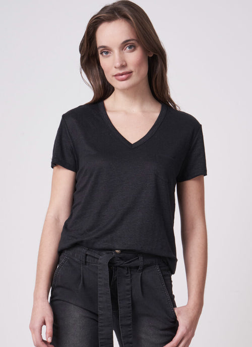 Repeat Linen V-Neck T-Shirt