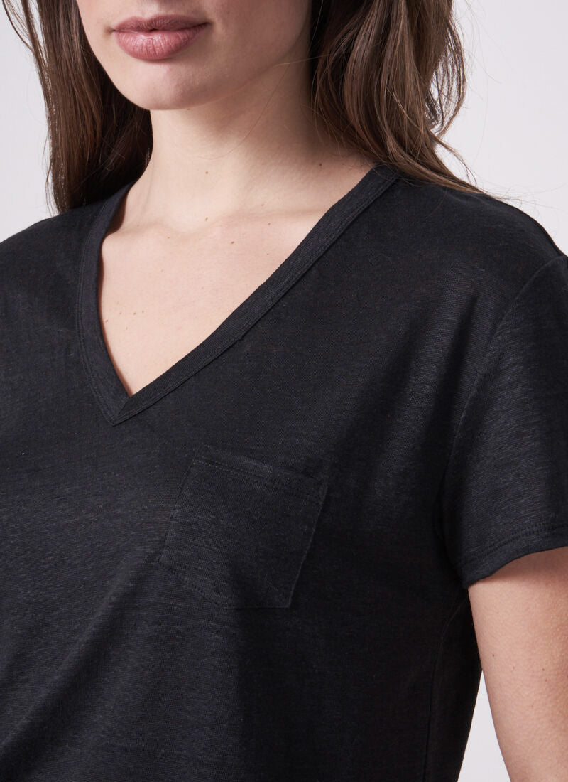 Repeat Linen V-Neck T-Shirt