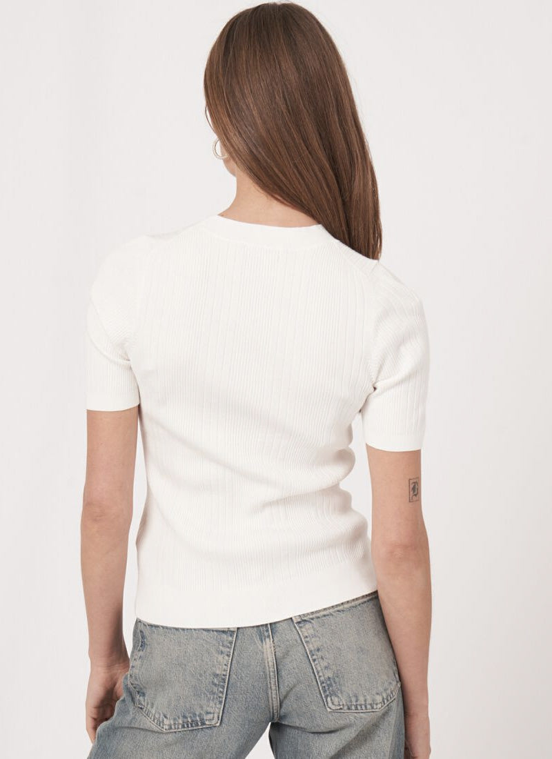 Repeat Short Sleeve Rib-Knit Top