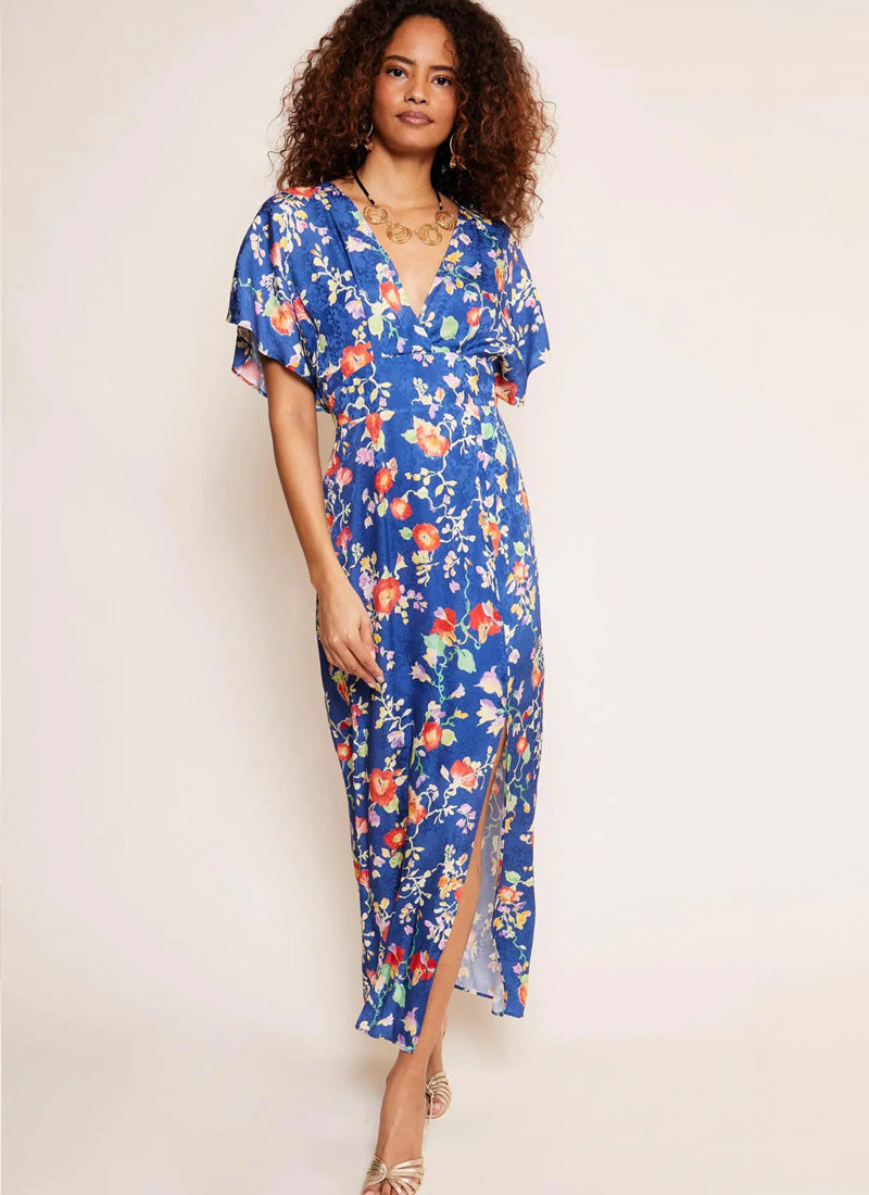 RIXO Sadie Short-Sleeve Printed Midi Dress