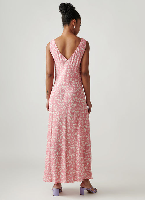 RIXO Sandrine Sleeveless Pink Midi Dress