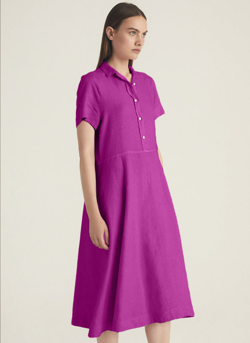 ROSSO35 Linen Short-Sleeve Shirt Dress