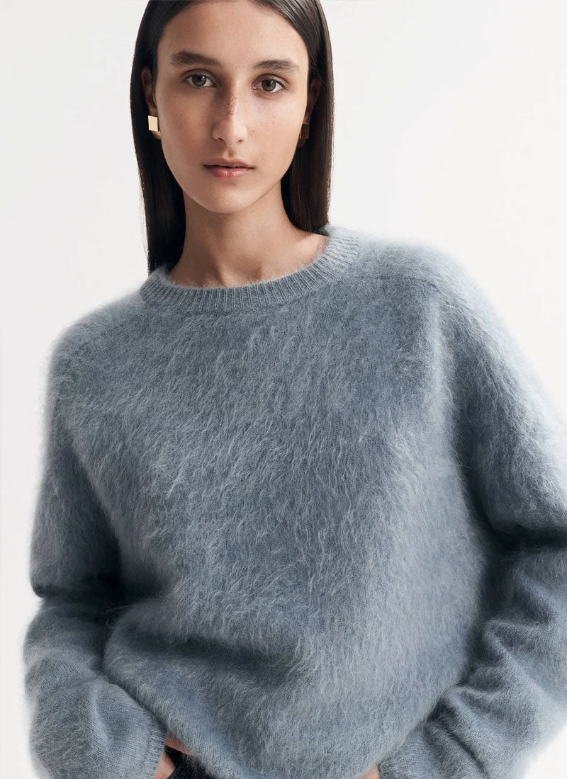 Soft Goat Brushed Cashmere Crewneck Sweater