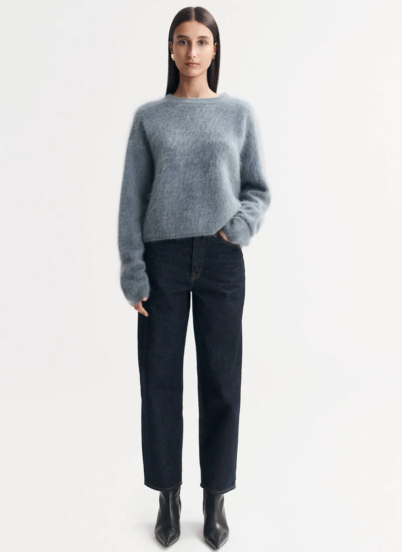 Soft Goat Brushed Cashmere Crewneck Sweater