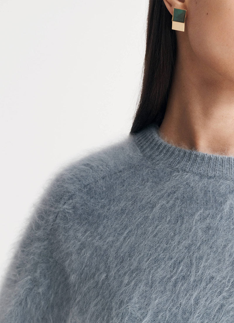 Soft Goat Brushed Cashmere Crewneck Sweater