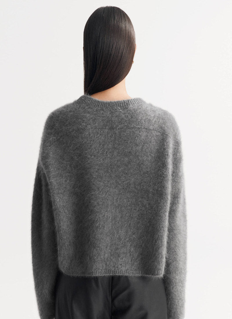 Soft Goat Brushed Cashmere Crewneck Sweater